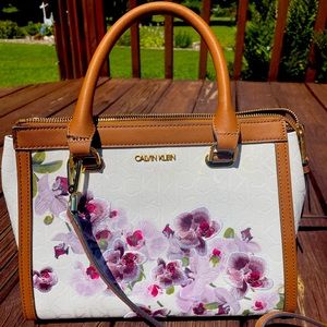 Calvin klein janae orchid logo print satchel Clearance